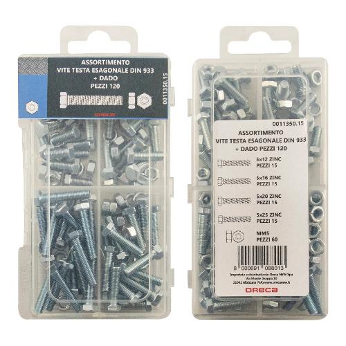 Oreca Viti con dado esagonale assortite M5 acciaio zincato 120 pz 0011350 15