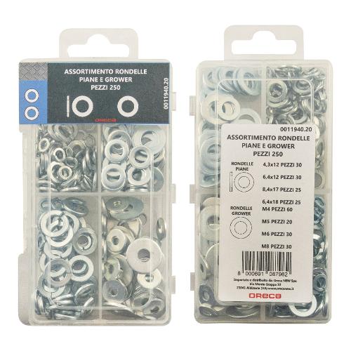 Oreca Set rondelle Piane e Grower assortite Acciaio zincato 0011940 20