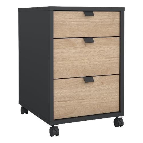 Tvilum SIGN Cassettiera ufficio 3 Cassetti Matt grey e Jackson hickory (40cm) Mobile KIT