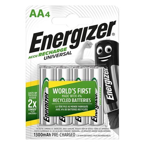 Energizer Batteria Stilo AA ricaricabile 1300mAh RECHARGE UNIVERSAL 4pz E301376005