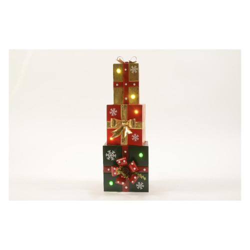 Mercury Decoro Set 3 Pacchi Regalo metallo con led (17x15x49 cm) 40583