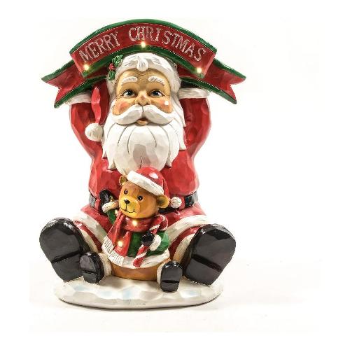 Mercury Babbo Natale con orsetto e led (26x23x38 cm) 33882
