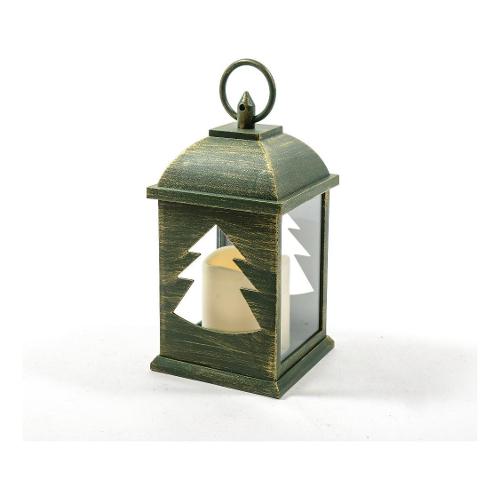 Mercury Lanterna (10x10x21cm) con candela Verde 14508