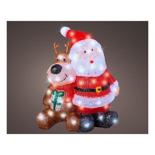 Kaemingk Decoro LUMINEO Babbo Natale e Renna (40 cm) nr 80 luci 491268