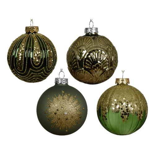 Kaemingk Pallina albero Natale (8cm) Vetro Green Assortito 062674