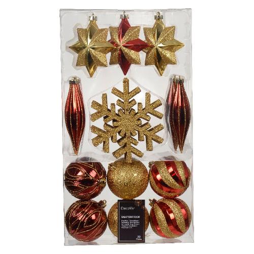 Kaemingk Set palline albero di natale (22 pz) Mixbox sfere e soggetti Red christmas 021126