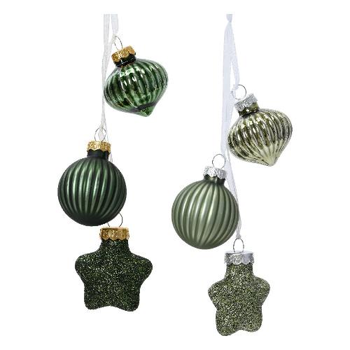 Kaemingk Set palline albero Natale (3pz) Vetro Decor mix Green Assortito 121082