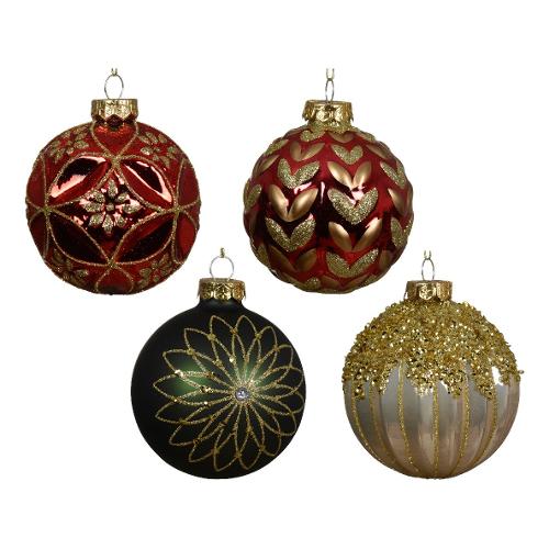 Kaemingk Pallina albero Natale (8cm) Vetro Green red Assortito 062677