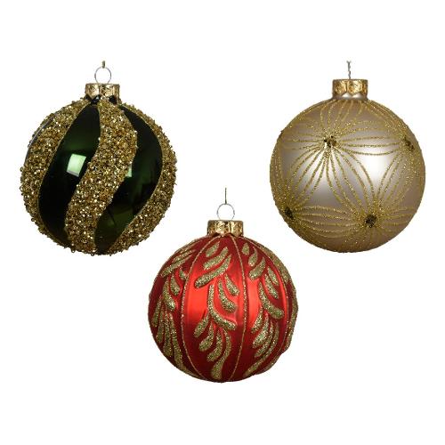 Kaemingk Pallina albero Natale (1pz-10cm) Vetro Assortito 062695