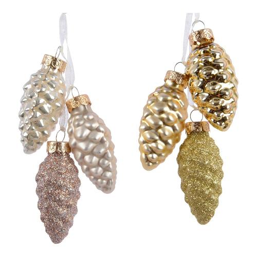 Kaemingk Pigna (2,5x6cm) Pearl e Gold Assortito Vetro 121179