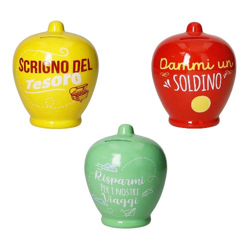 Brandani Salvadanaio Ceramica (11x14cm) Classico con Frasi Assortito 51256
