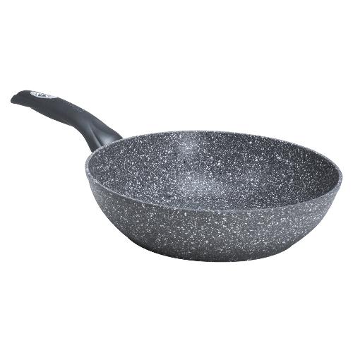 Aeternum Wok Antiaderente 1 manico (24cm) MADAME PETRAVERA Grigio pietra AP000184