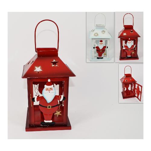 Due Esse Christmas Decoro Lantera latta per Tealight con Babbo Assortito (13x13x21 cm) XNA17003461
