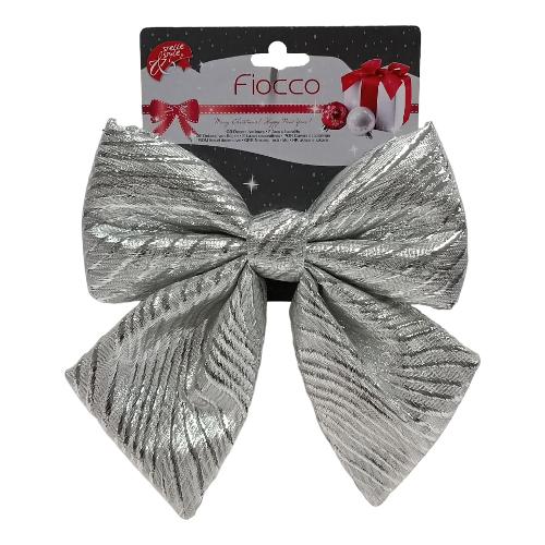 Due Esse Christmas Fiocco decorativo 1 pz Silver decoro striscia (13x15 cm) XNA24003681