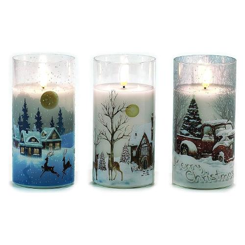 General Trade Candela led (15cm) effetto fiamma in vetro decorato Assortito 425214