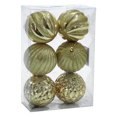 General Trade Set palline albero Natale (6pz-10cm) Plastica Sfere Gold Assortito 490494
