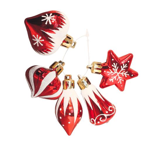 Pre Qu' Italia Decoro Set 5 Forme con Neve rosso Assortito (5 cm) B4630