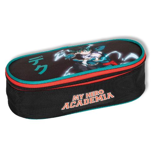 Franco Cosimo Panini Astuccio round con portapenne (22x9,5x7cm) MY HERO ACADEMIA Nero e Verde 70352CO