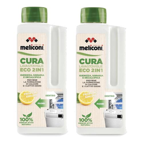 Meliconi Detergente pulizia lavastoviglie GREEN Eco 2in1 2 flaconi 250 ml 656162
