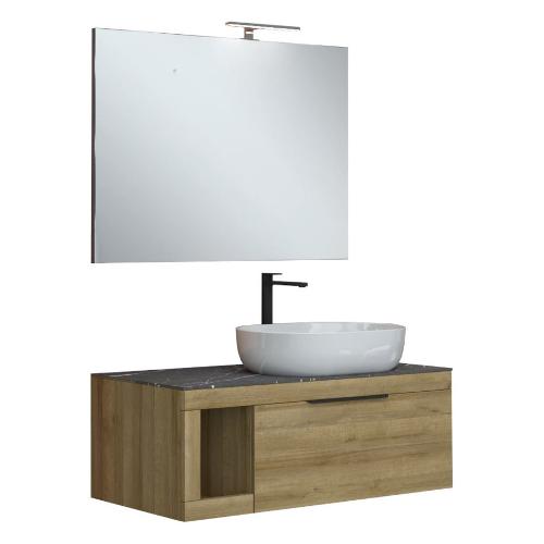 Legnox LIDO 110 Bagno Rovere farnia e Marmo grigio italia (110cm)