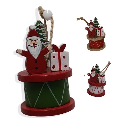 Due Esse Christmas Decoro Appendino Tamburo Legno 6 cm Assortito XNA23022281