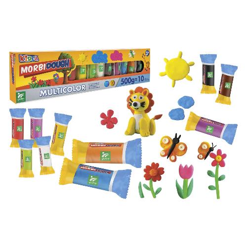 Globo Pasta modellabile 10 panetti da 50gr KIDEA MORBIDOUGH Colori assortiti 42354