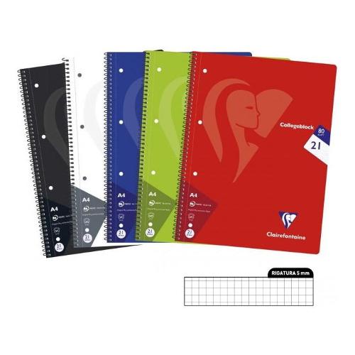 Clairefontaine Quaderno con spirale quadretti 5 mm A4 assortito 307252C