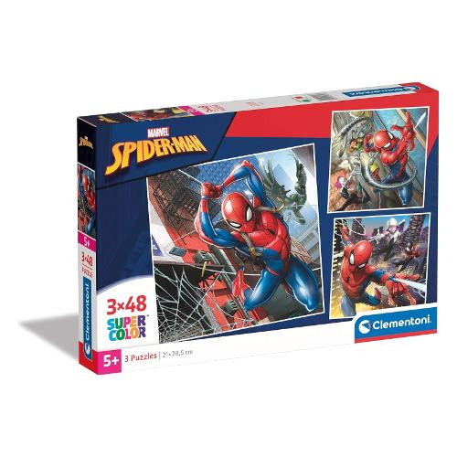 Clementoni Puzzle 3 x 48 pz Super Color 5a+ (32x22cm) DC COMICS SPIDERMAN 25316