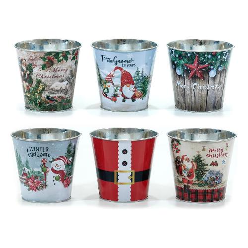 General Trade Decoro Vaso in Latta Natale D.13 Assortito (13x11 cm) 490016