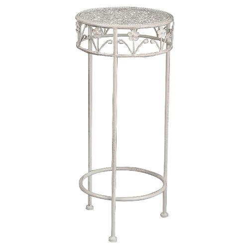 Amicasa Porta piante Medium Tondo (27x60 cm) Bianco anticato