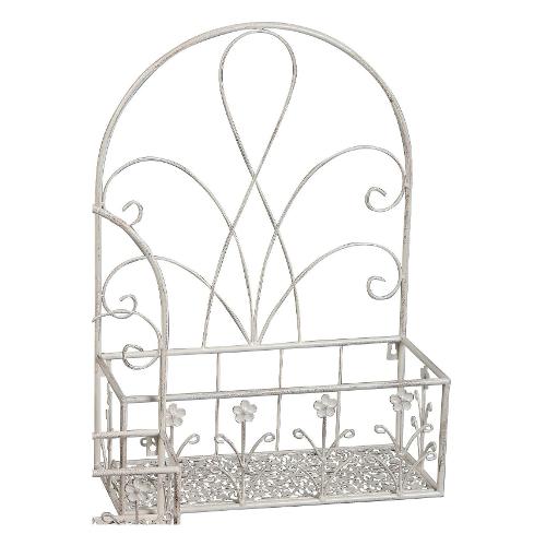 Amicasa Balconiera Grande con schiena Bianco anticato (42x18x58 cm)