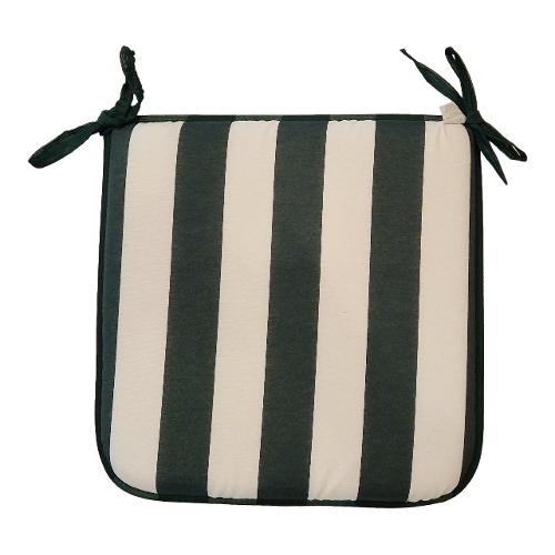 Olibò Cuscino seduta misto cotone Riga verde (40x40x3,5cm) Non sfoderabile