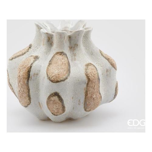 Edg Vaso Ceramica (27x25cm) MACULA Bianco e Nocciola 018279 370