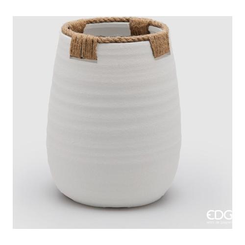 Edg Vaso Terracotta (23x29cm) Con corda intrecciata TERRA Bianco 017574 100