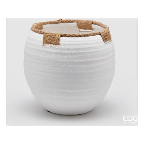 Edg Vaso Terracotta (26x24cm) Con corda intrecciata TERRA Bianco 017571 100