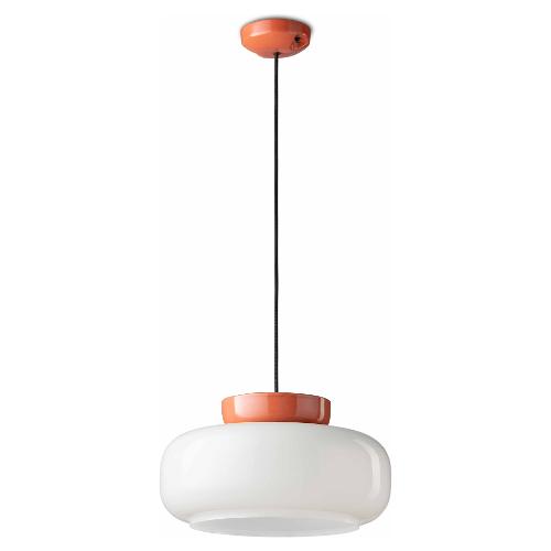 Ferroluce Sospensione MARACANA Arancio pokè e Bianco latte (37x140cm) C2743 ALT 1 luce - E27 - Max 53W