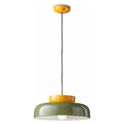 Ferroluce Sospensione MARACANA Giallo e Verde salvia (37x135cm) C2745 GIV 1 luce - E27 - Max 53W