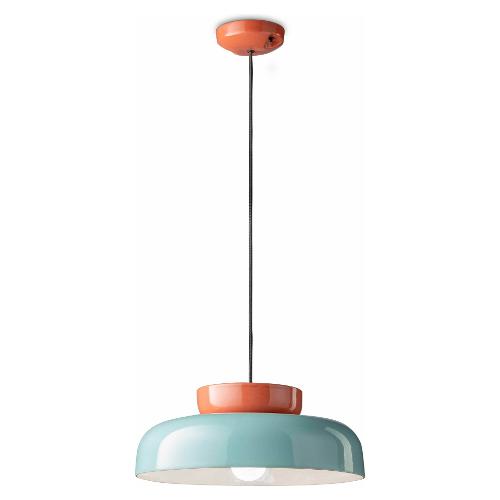 Ferroluce Sospensione MARACANA Arancio pokè e Azzurro (37x135cm) C2745 APA 1 luce - E27 - Max 53W