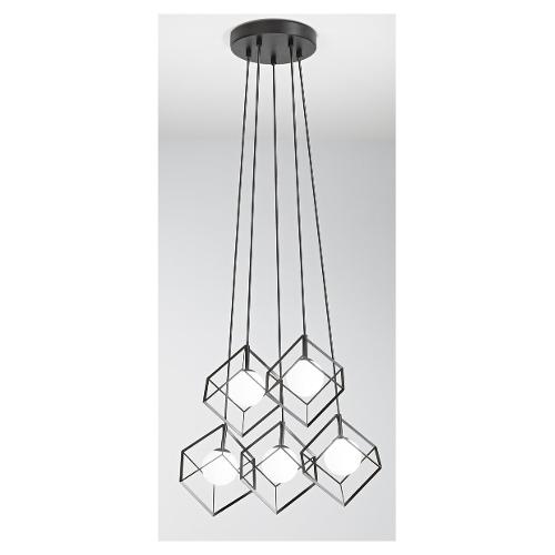 Perenz Sospensione CUBE Nero opaco (55x200cm) 10S48148 N 5 luci - G9 - Max 140W