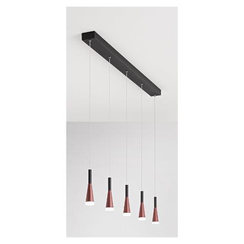 Perenz Sospensione CONE Oro rosa e Nero opaco (130x6x274cm) 10S48212 N LC 5 luci - LED - Max 35W