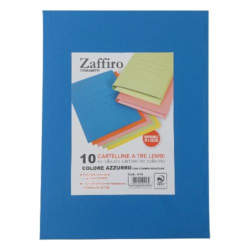 Blasetti Set cartelline 3 lembi A4 Zaffiro 10 pz Azzurro (25x33,5 cm) 4160