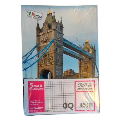 Blasetti Quaderno quadretti 5 mm A4 5 pz promo assortito 2736