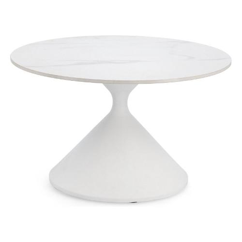 Bizzotto JOONA Tavolino Bianco e Effetto marmo bianco opaco (70cm)