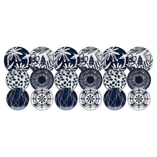 Tognana Servizio piatti Porcellana 18 pz NAVY BLOOM Bianco e Blu MC070186010