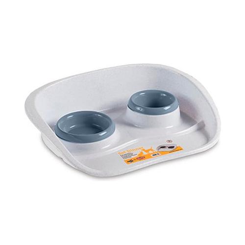Stefanplast Ciotola alimenti animali doppia Set Dinner 0,25+0,30 lt Blu e Grigio 97774