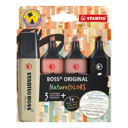 Stabilo Set evidenziatori BOSS ORIGINAL Nature Colori assortiti 70 4 2 3 Blister 3 evidenziatori + marcatore nero