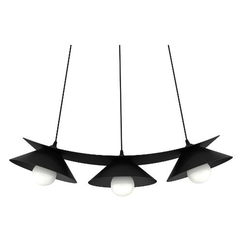 Way Point Sospensione MILLER 3L Nero opaco (80x25x120cm) 103014000066 3 luci - E27 - Max 126W