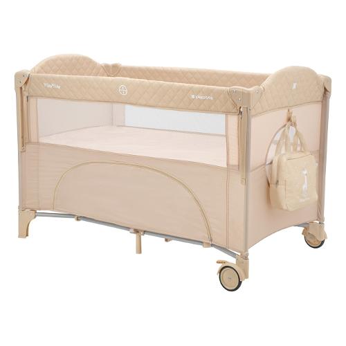 Kikka Boo Lettino viaggio pieghevole 2 livelli con ruote (125x65x77cm) MILKY WAY Beige 31003010111