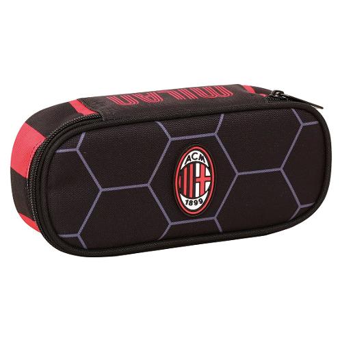 Seven Astuccio round con portapenne (23x10x5,5cm) MILAN Rosso e Nero 30F202401