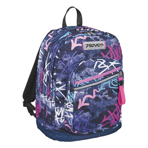 Seven Zainetto GRAFFITIMIX - 33 L Blue polite 200112400